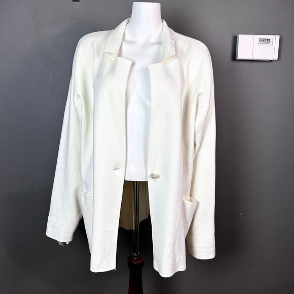 Athropologie Moth sweater jacket Large blazer swacket cream office minimalist - Picture 3 of 7